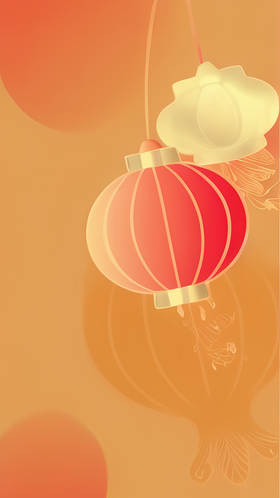 潮国创意红金新年贺卡新年纹理底纹10元旦春节灯笼