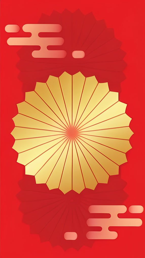潮国创意红金新年贺卡新年纹理底纹8春节元旦
