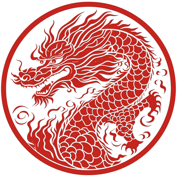 潮国创意新年龙年圆形红色龙头元素