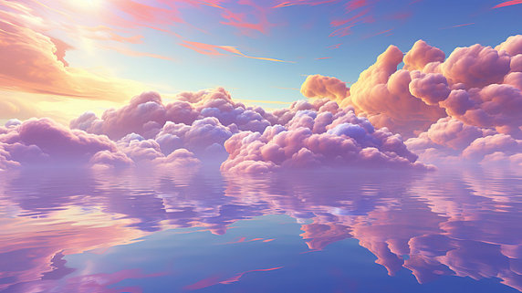 创意天空美丽云朵彩云2插画图片云海夕阳浪漫唯美