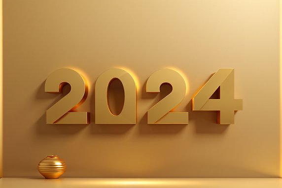 创意2024年新年元旦金色背景图片342