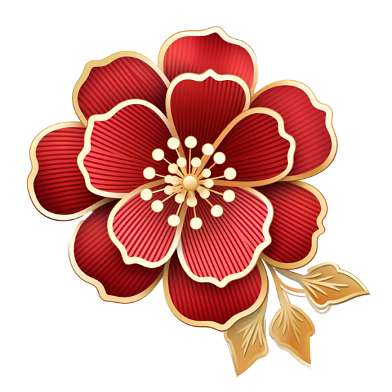 潮国创意金边梅花花瓣春节装饰免抠元素
