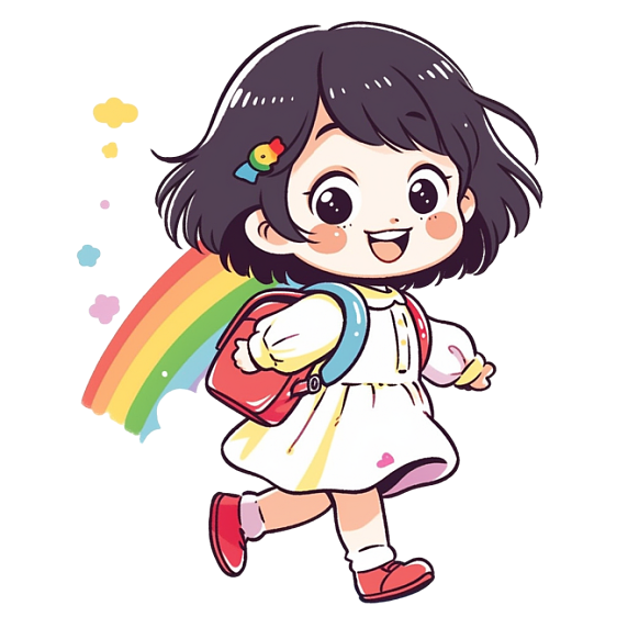 潮国创意小女孩背着书包开学季卡通手绘元素
