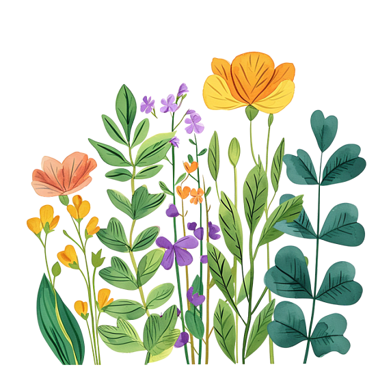 创意花草植物手绘元素春季花朵春天插画