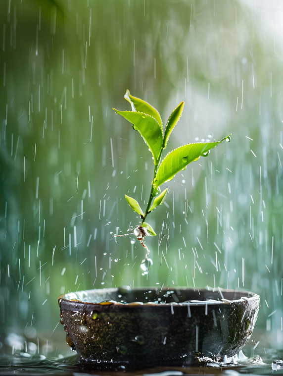 创意春天的谷雨茶叶嫩芽春茶茶艺茶道