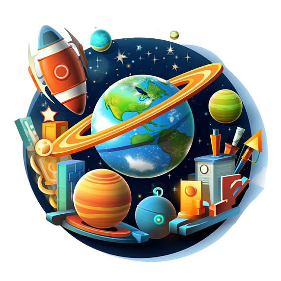 教育培训宇宙科技科幻天文地球科技元素免抠图案