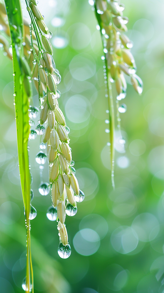 创意春天春耕农业稻田春雨谷雨节气稻穗背景