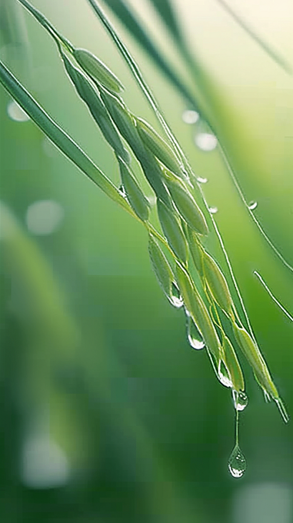 春耕农业稻田春天春雨谷雨节气稻穗背景