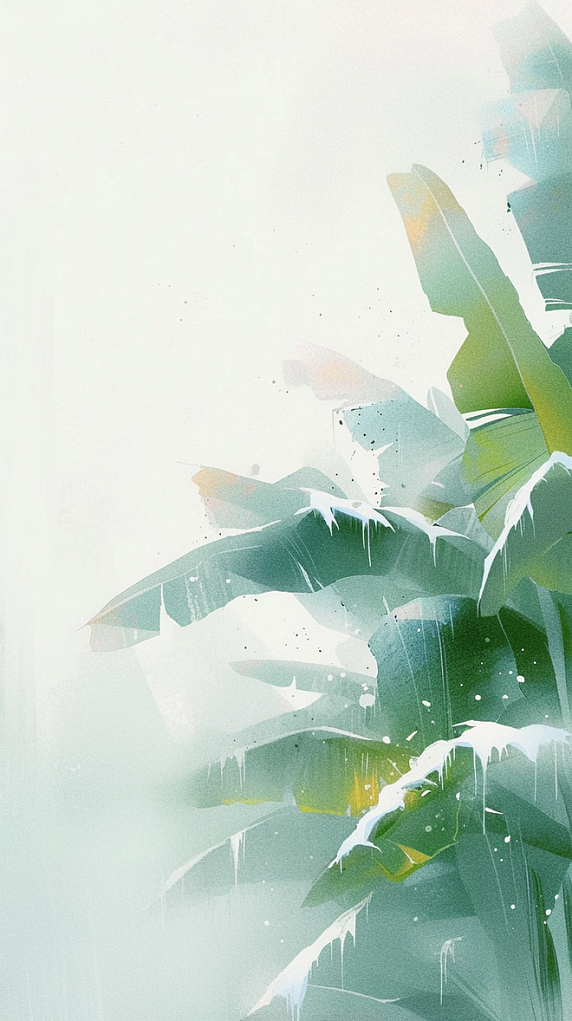 创意春天夏天雨水谷雨节气雨中绿植芭蕉叶背景图片