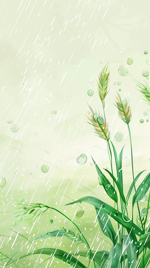 创意春耕种植农业春天春雨谷雨节气麦穗背景