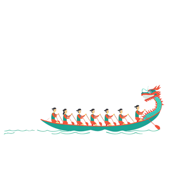 创意卡通赛龙舟端午节卡通龙舟免抠图片