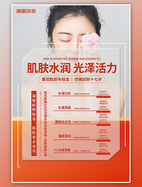 医疗美容医美整形护肤红色海报