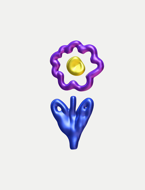 3D金属贴纸紫色花