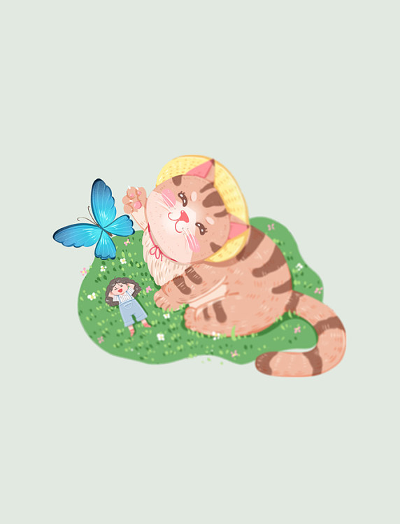 萌宠互动小猫花蝴蝶旅游外出踏青