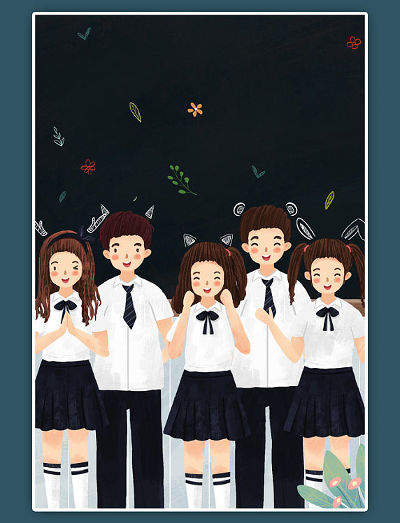 毕业典礼之学校的青少年青春飞扬高考