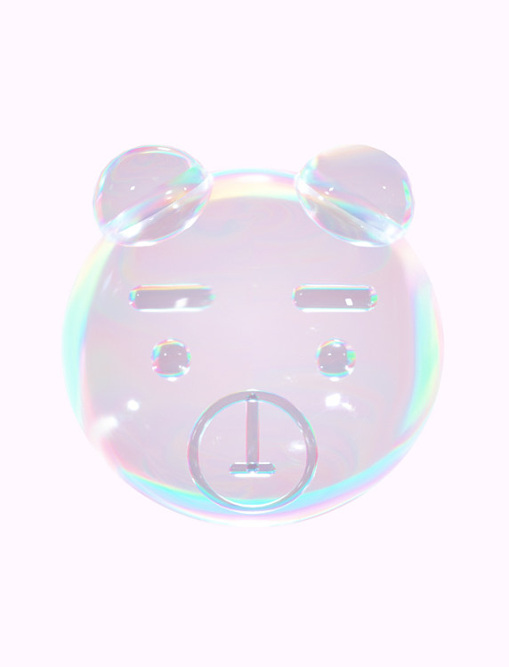 3D酸性小熊C4D透明气泡镭射