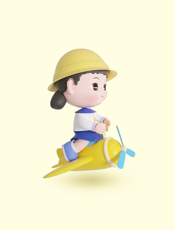 3d立体开学季学生上学学习场景模型素材人物儿童冲刺