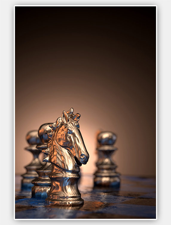 金色c4d企业文化国际象棋背景商务