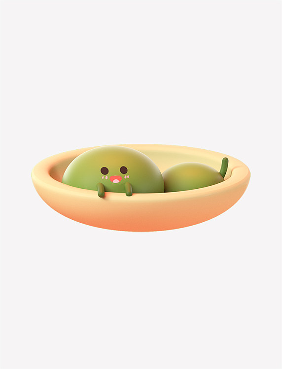3D立体C4D清明节拟人青团美食