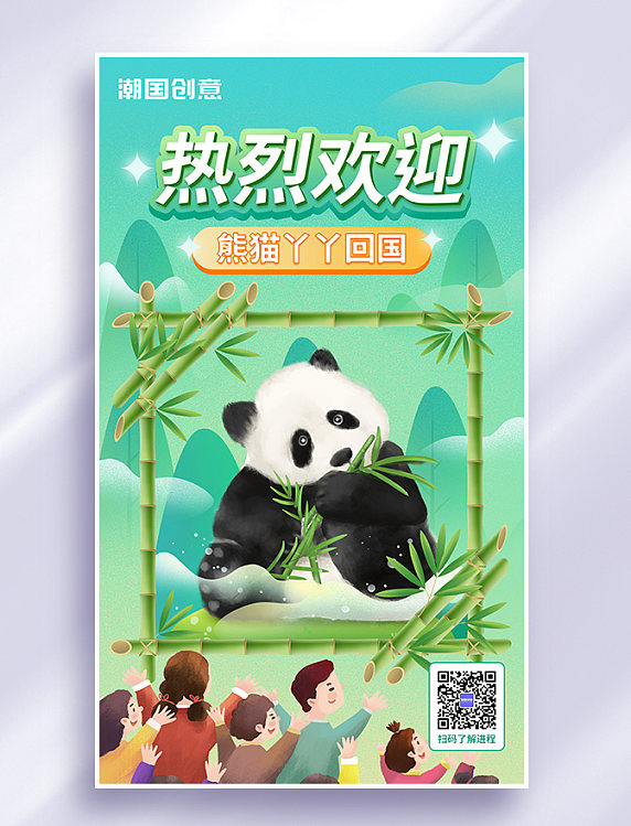 欢迎熊猫丫丫回国宣传公益海报