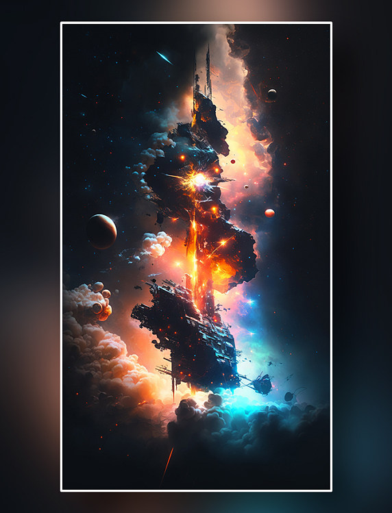 外星文明外星飞船星际战斗概念插画