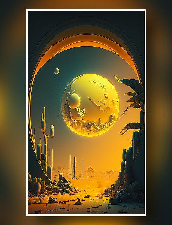 未来风外星沙漠荒原概念插画