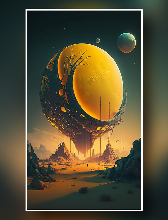 未来科幻风外星地貌场景创意幻想插画
