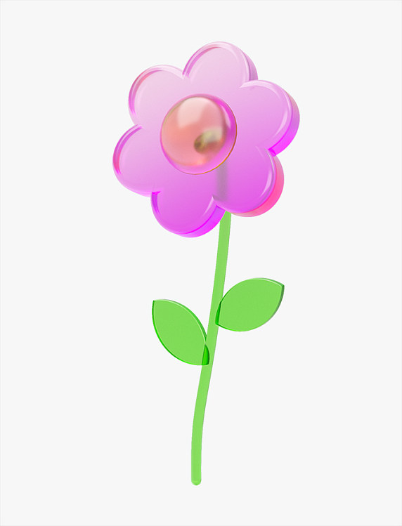 质感3D立体C4D玻璃花紫色花瓣