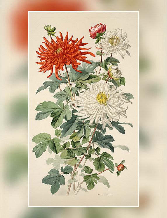 学术风植物花卉植物插图数字作品AI作品数字插画