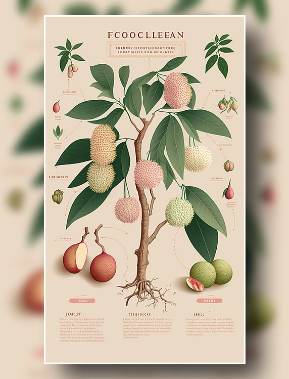 荔枝植物学报告风详解插图数字插画作品