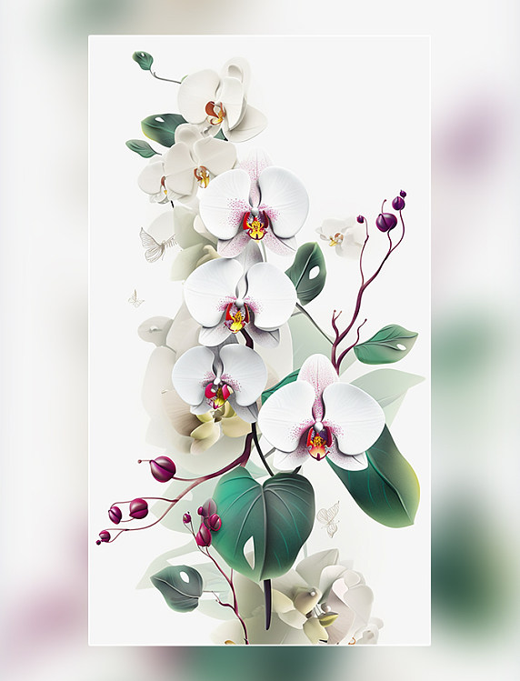 蝴蝶兰纸质插图花卉剪纸风层次丰富的花