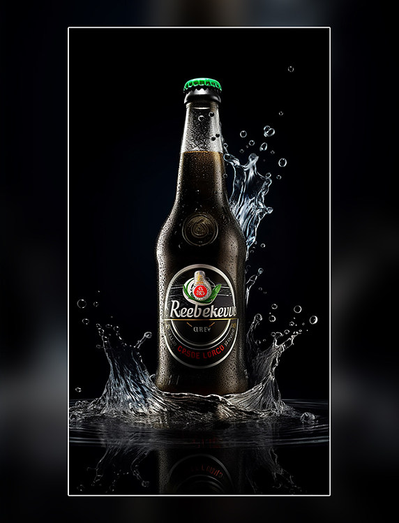 专业摄影棚产品摄影夏日冰镇啤酒一瓶啤酒泼水