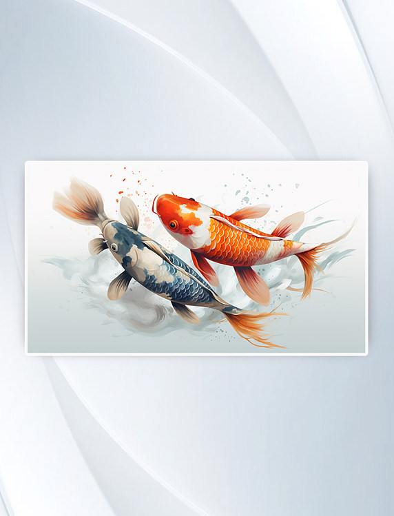 彩色中国国潮风好运锦鲤插画
