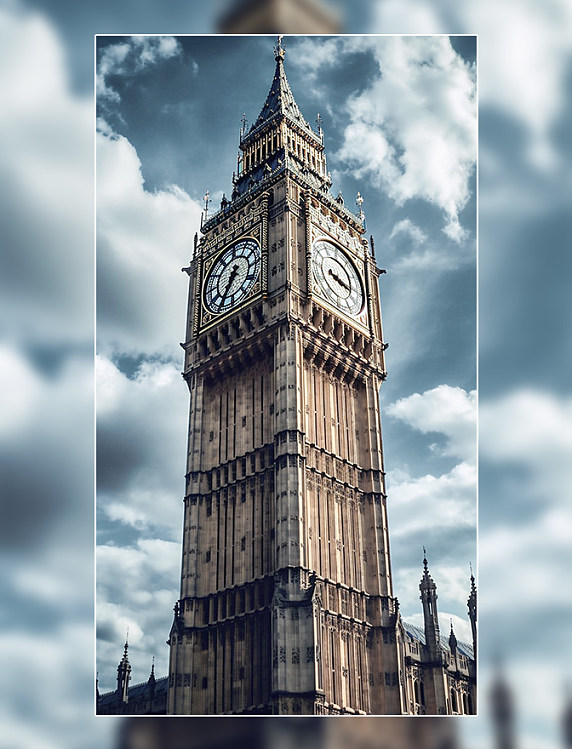 乌云地标建筑英国大本钟 
