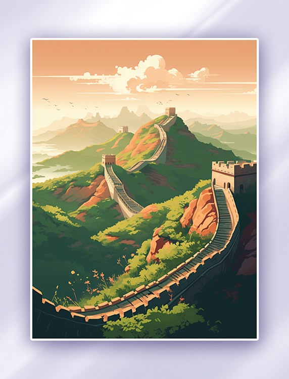 卡通手绘全国旅游景点扁平插画背景素材数字插画