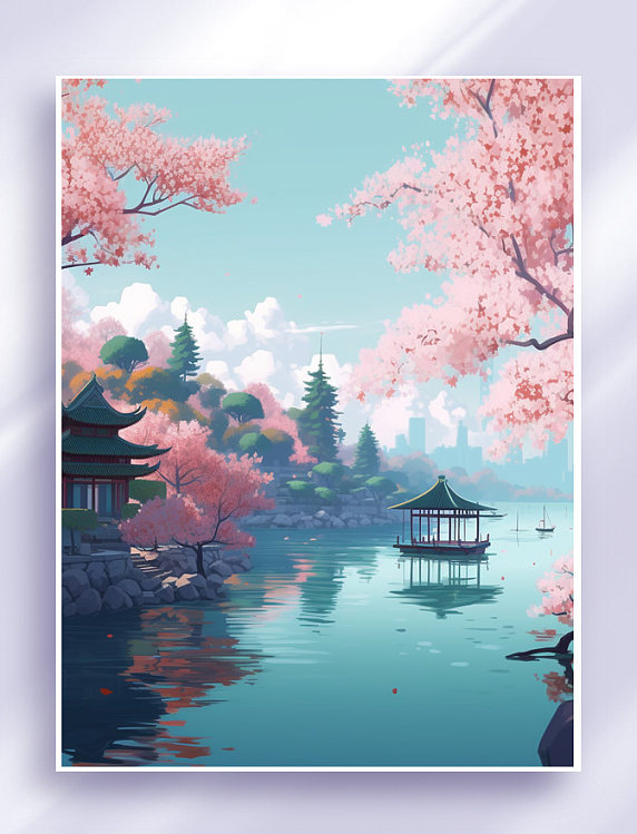 扁平卡通手绘全国旅游景点插画背景素材