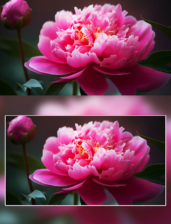 玫红色芍药花朵盛开摄影