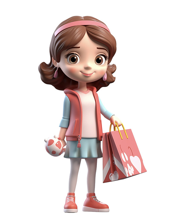 3D卡通女孩购物618狂欢 