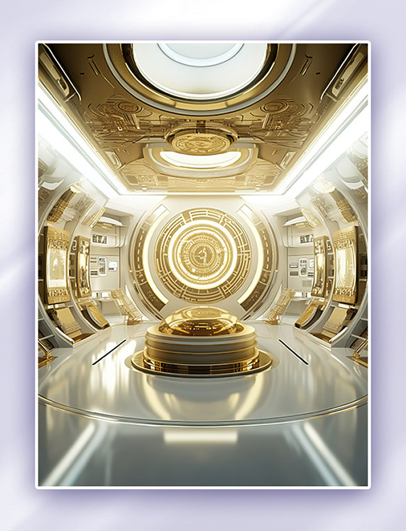 奢华金色和白色室内空间建筑背景电商背景