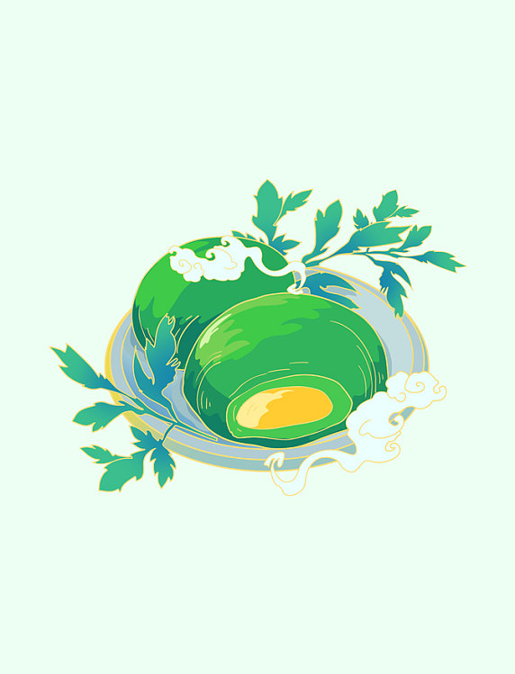 国潮风清明节青团素材元素