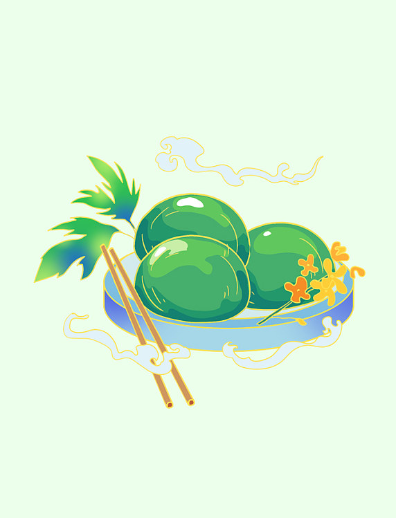 国潮风清明节青团免抠图片元素