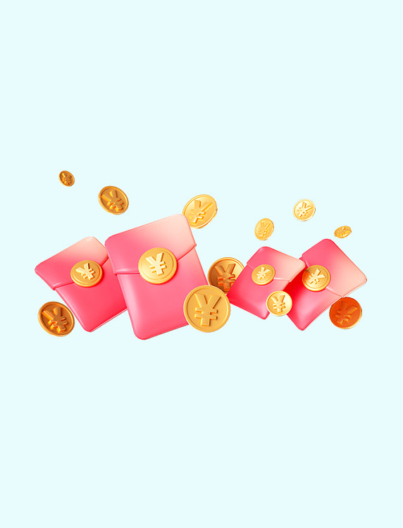 电商促销3D立体618红包金币元素