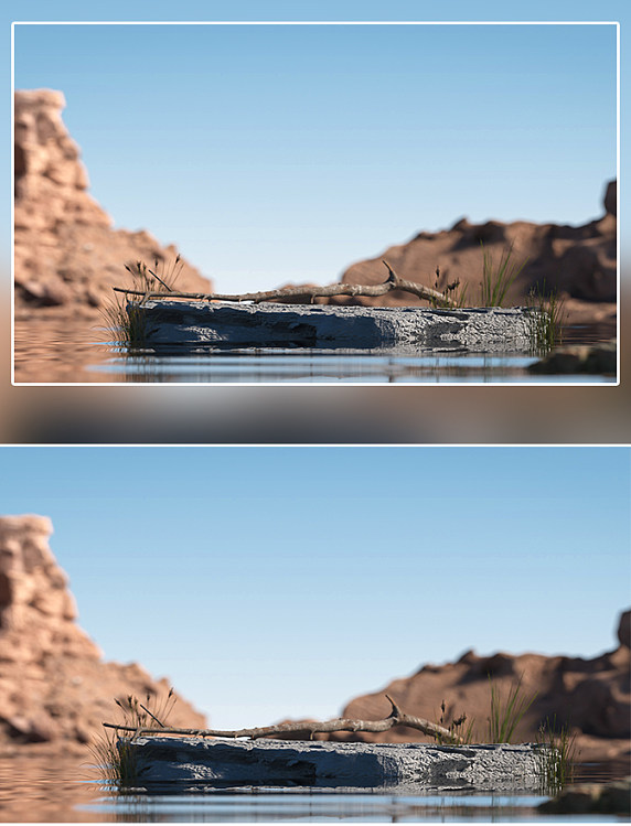 3C山水蓝色3D立体C4D背景
